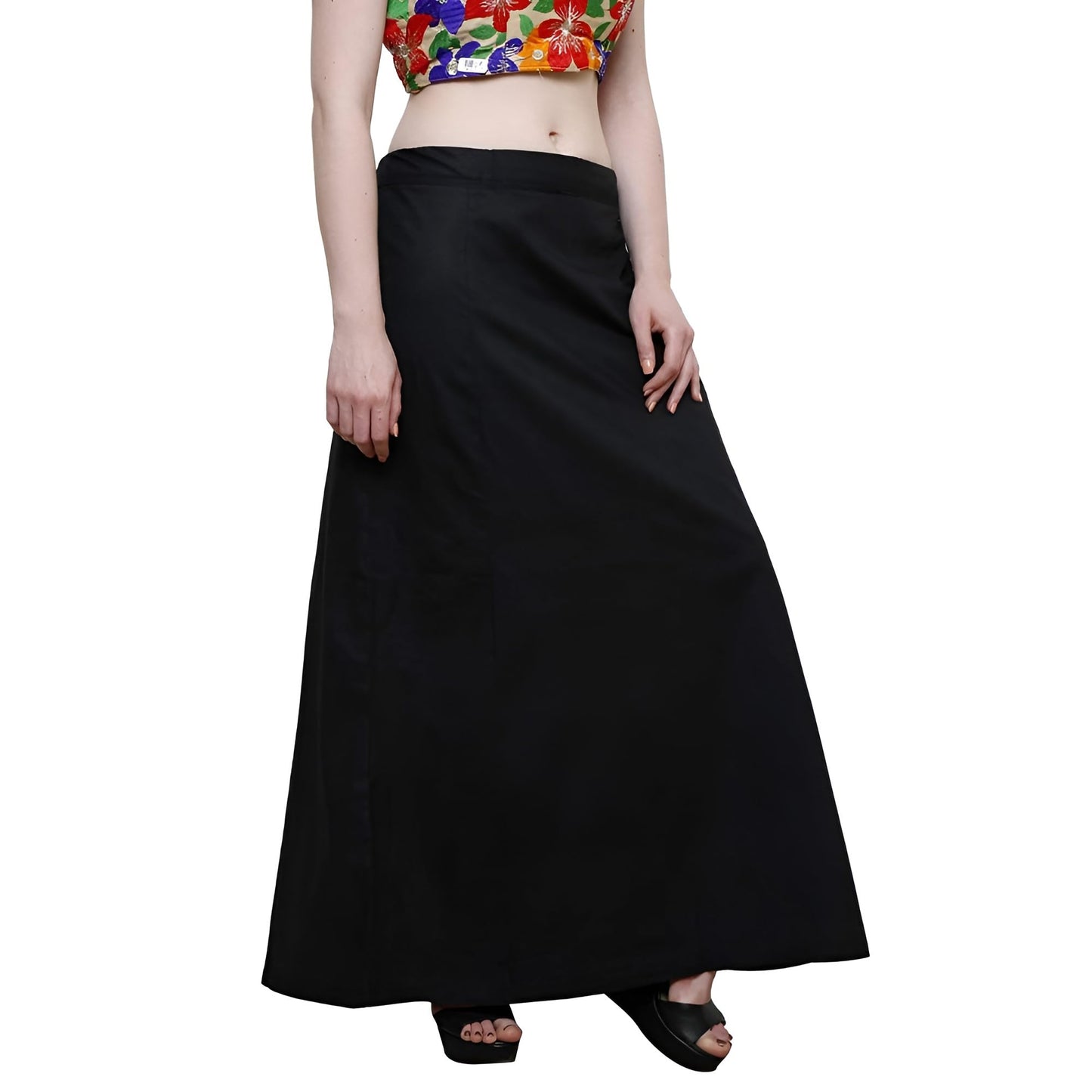 Bardstown Women's Cotton Petticoat Saree Cotton Underskirt Sari Pure Cotton Petticoat (Free Size, Black)
