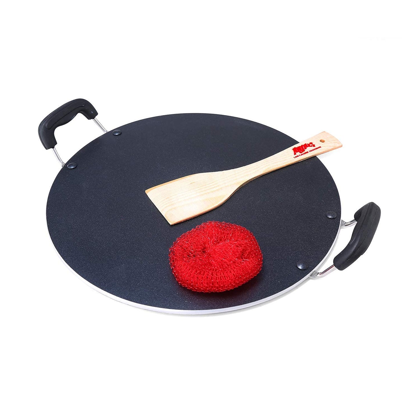 Anjali D PMTD12 Multi Tawa Deluxe Platinum Flat Tawa With Heat Resistant sturdy 2 Side Handle Triple Coating Non stick Tawa for Multie Purpose Food Item Making PMTD12