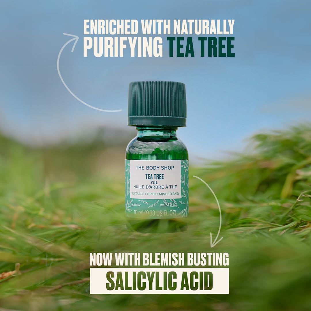 The Body Shop Vegan Tea Tree Oil, 10 ML - For Oily, Blemished Skin| Purifying| Vegan