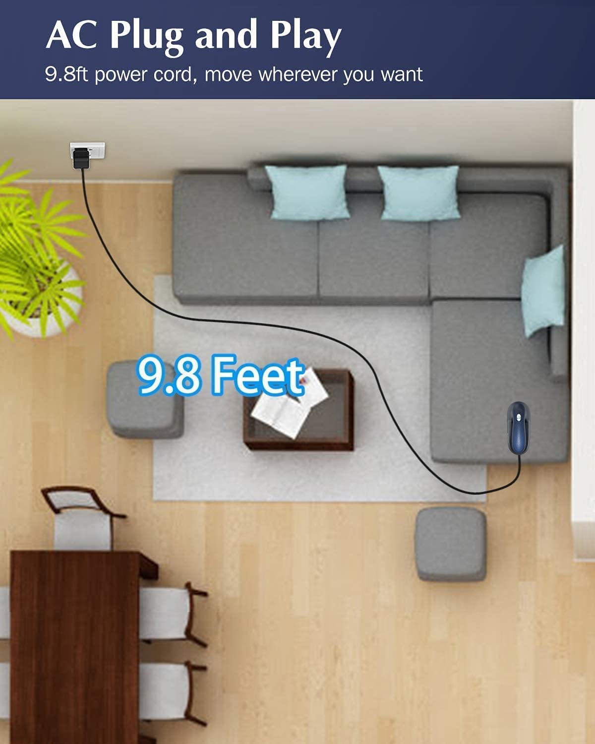 BEAUTURAL Sweater Fabric Shaver Home-Edition, Powerful & Efficient Lint Remover for Clothes and Furniture, AC Adapter or Battery Powered Pill Fuzz Remover Dark Blue