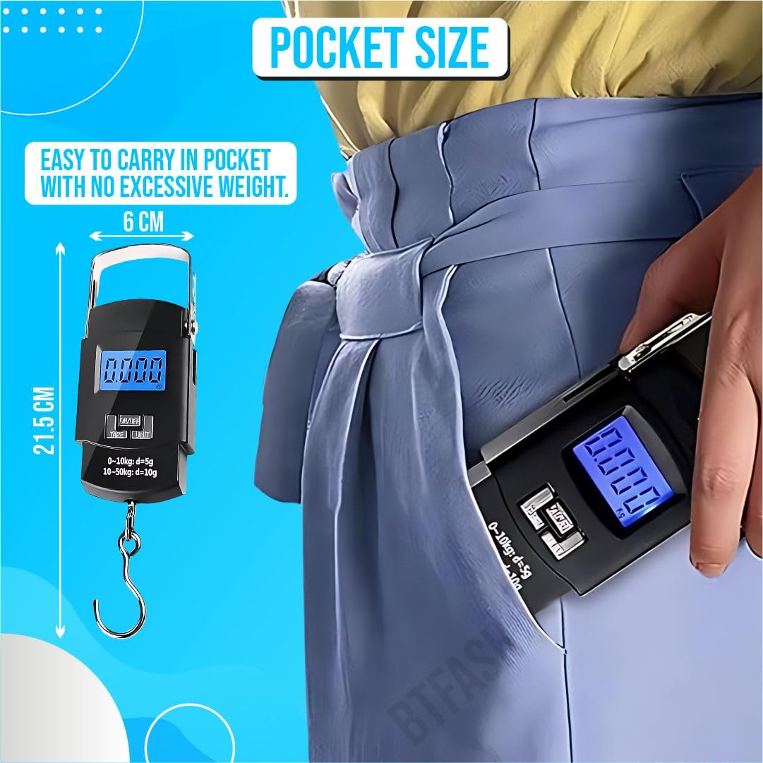 BTfash Electronic Portable Digital LED Screen Luggage Weighing Scale, 50 kg/110 Lb for Multi-Purpose Use. Pack of 1 (A08)
