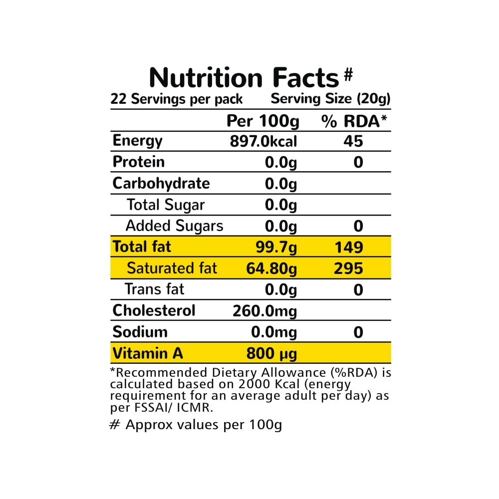 Akshayakalpa Organic Cow Ghee – 490 ml - Pure organic ghee, traditionally-churned, chemical-free, granular ghee, nutritious by nature