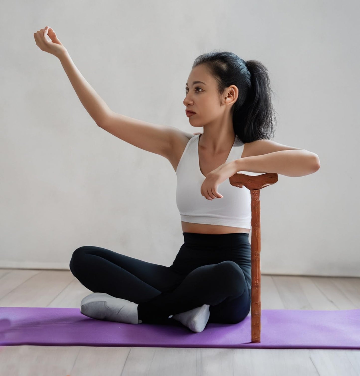 BITONA® Wooden Danda, teki T Shaped Yoga Danda, Mala jaap Hand Stand, Meditation Stick, Wooden Staff, Traditional, Indian Stick Used by Rishi Yogi(1 Stick only)