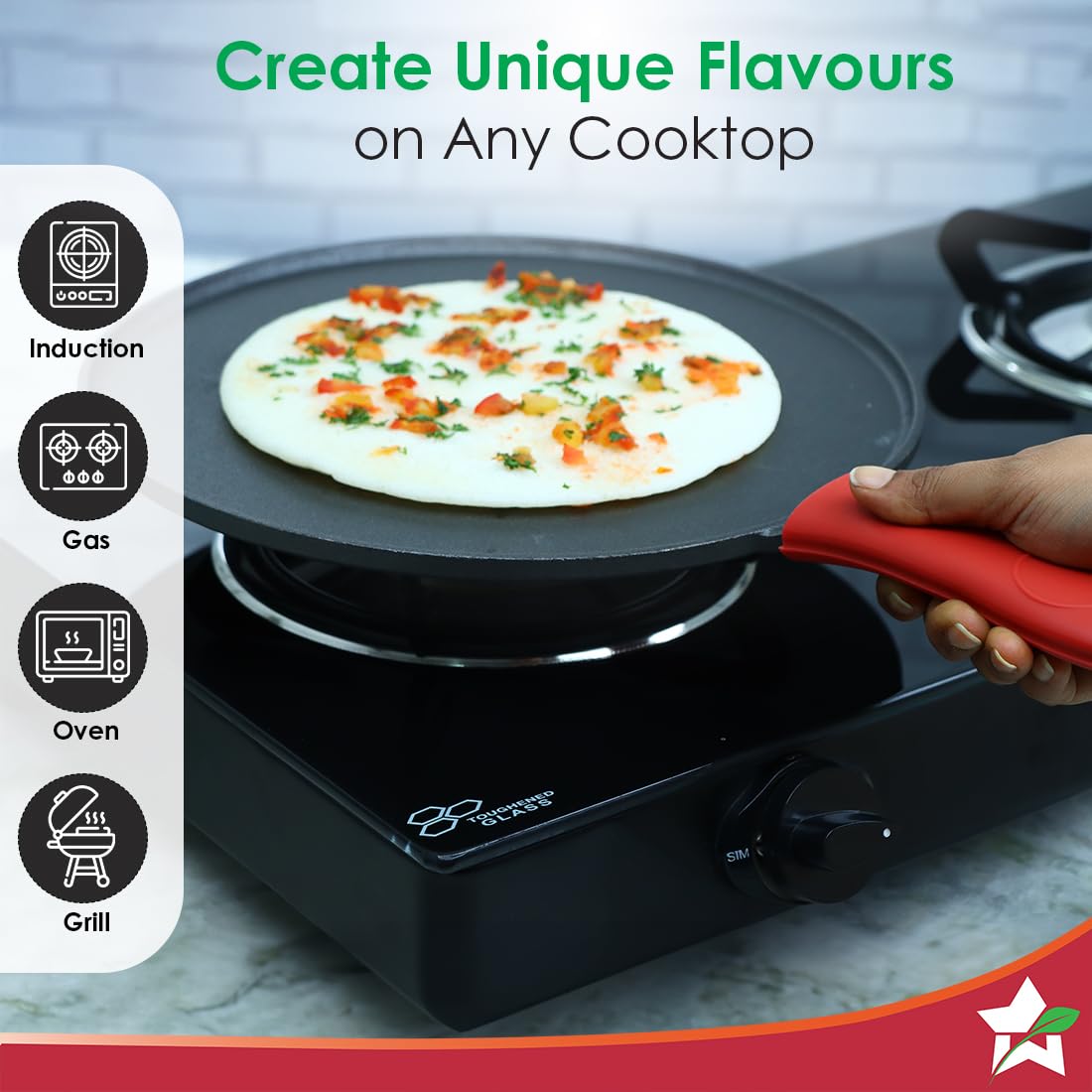 Wonderchef Forza Cast-Iron 27 cm Dosa Tawa Pan | Pre-Seasoned Cookware | Induction Friendly | 4 mm | with Lifetime Exchange Warranty