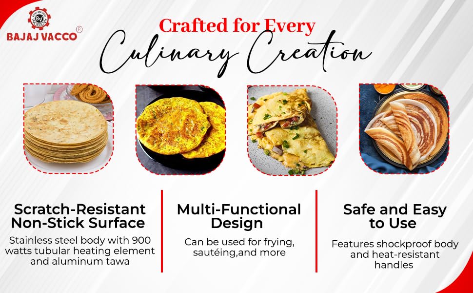 BAJAJ VACCO® Automatic MultipurposeChapati – Multi Maker, 900 WattageCMM – 01