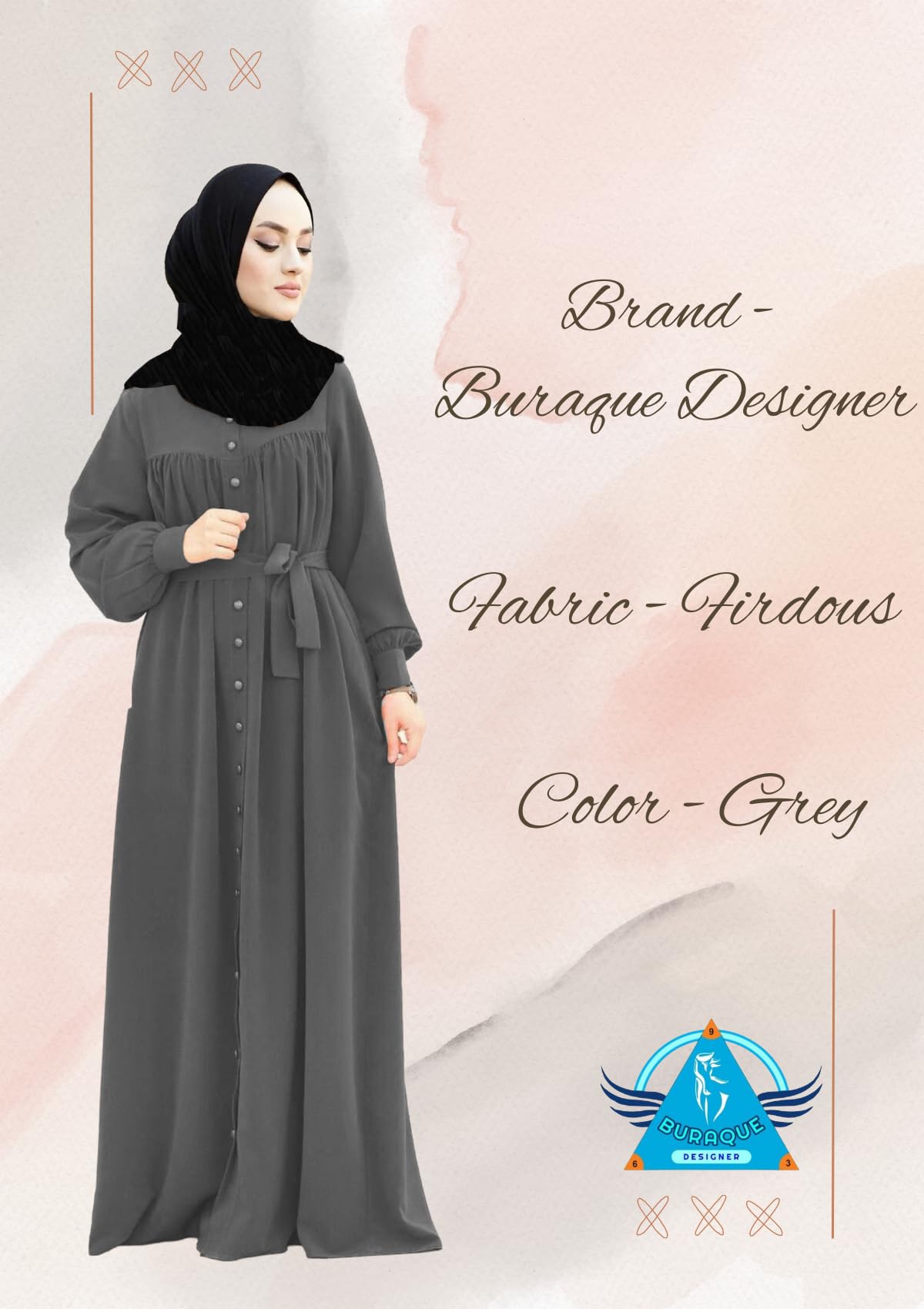 BURAQUE DESIGNER Abaya Burqa Dress's for Women Stitched Burkha | Casual Wear Abaya Burqa | (B03-Grey-Burkha)