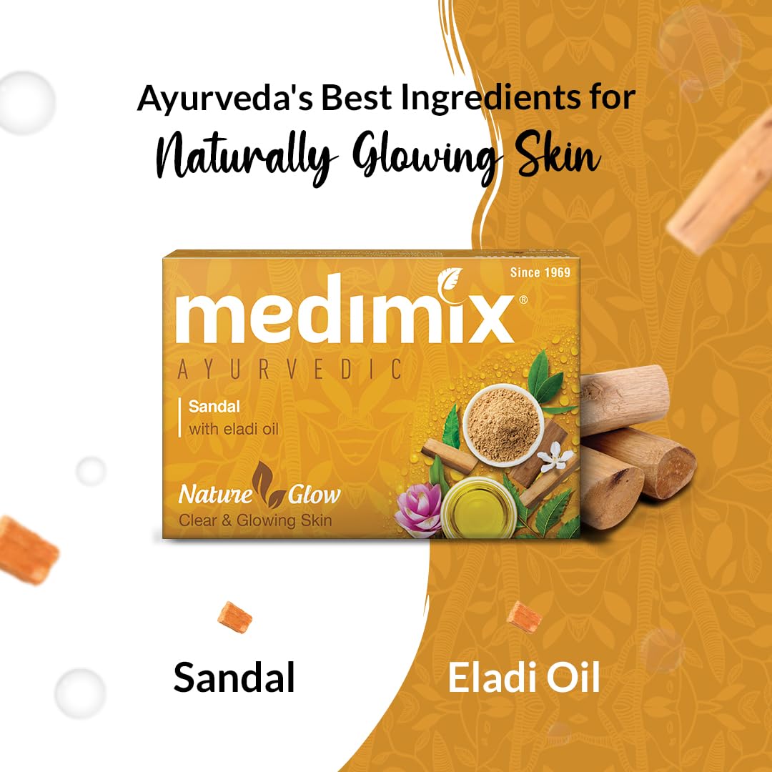 5x Medimix Ayurvedic Sandal Bathing Soap Bar With Eladi Oil 125G each - Pack of 5