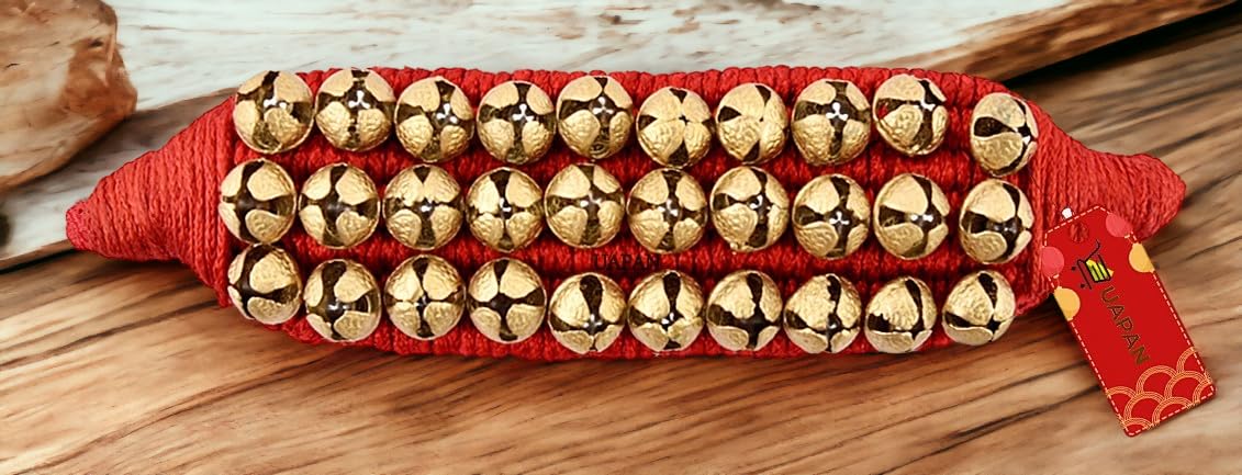 UAPAN Brass Ghungroo Anklets Bells For Women I 3 Line Pad I Red I 10 Pair I Perfect for traditional Indian dance
