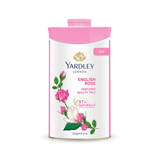 4x Yardley London English Rose Perfumed Talc| Fragrant Beauty Talc for Women| Smooth texture| 250g each - Pack of 4