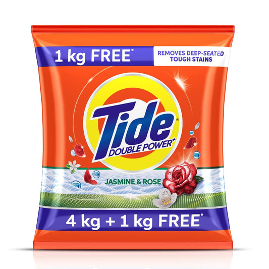 Tide Plus Double Power Detergent Washing Powder - 4 Kg + 1 Kg Free (Jasmine And Rose), 1 Count