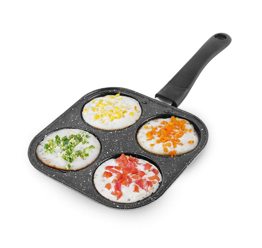 AADHIK Non-Stick Grill Pan Mini Pan Uttapam Tawa Aluminum Multi Snack Maker 4 Cavity, Pancake Maker (Black)
