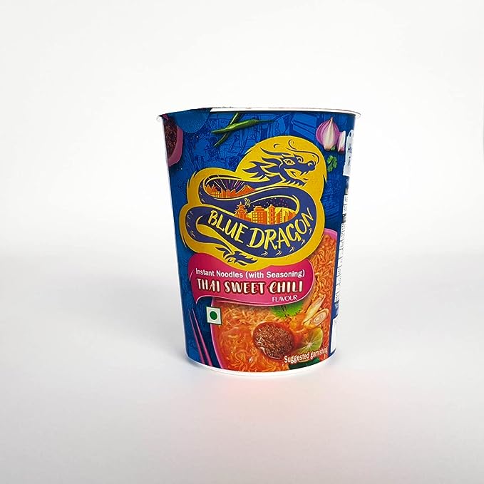 Blue Dragon Instant Cup Noodle - Thai Sweet Chilli Cup Noodle | Easy to Making | Vegetarian Food | No Preservative & Artificial Colors | Instant Cup Noodle - 70gm