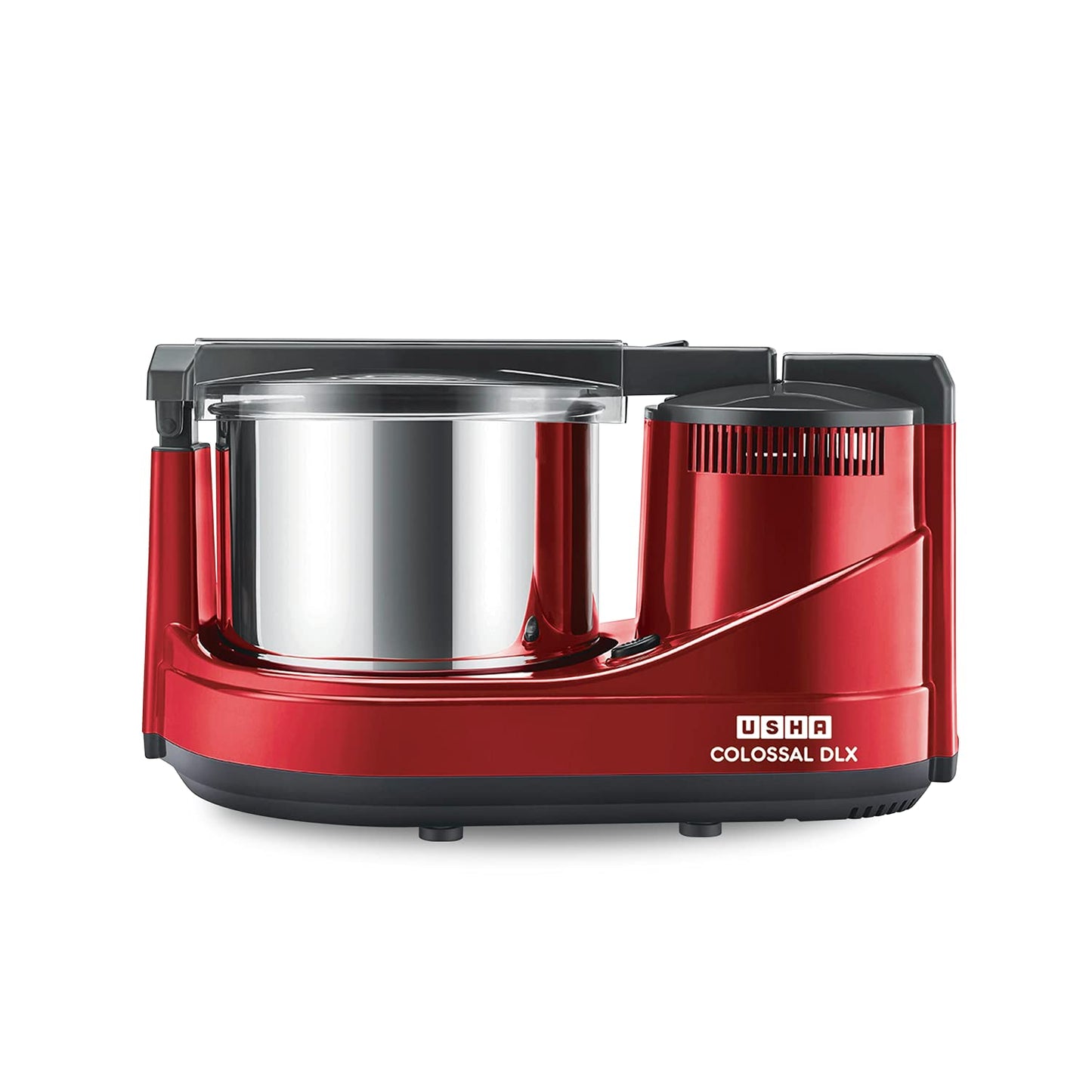 USHA Colossal DLX Wet Grinder 150 W, 2 LTR, 100% Copper Motor and Dual Flow Breakers for Faster, Smooth Batter with Atta Kneader and Coconut Scrapper (Red)