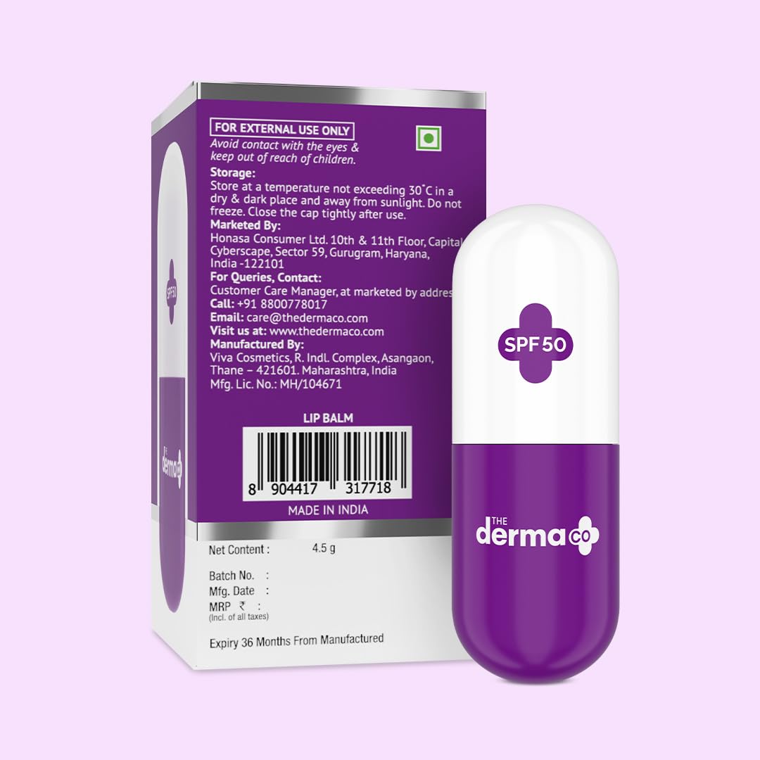 The Derma Co 1% Vitamin C Brightening Lip Balm with SPF 50 PA +++ I With Niacinamide & Hyaluronic Acid | Reduce Lip Pigmentation | Protects From Sun Damage | For Dark, Pigmented, Dry Lips | 4.5g