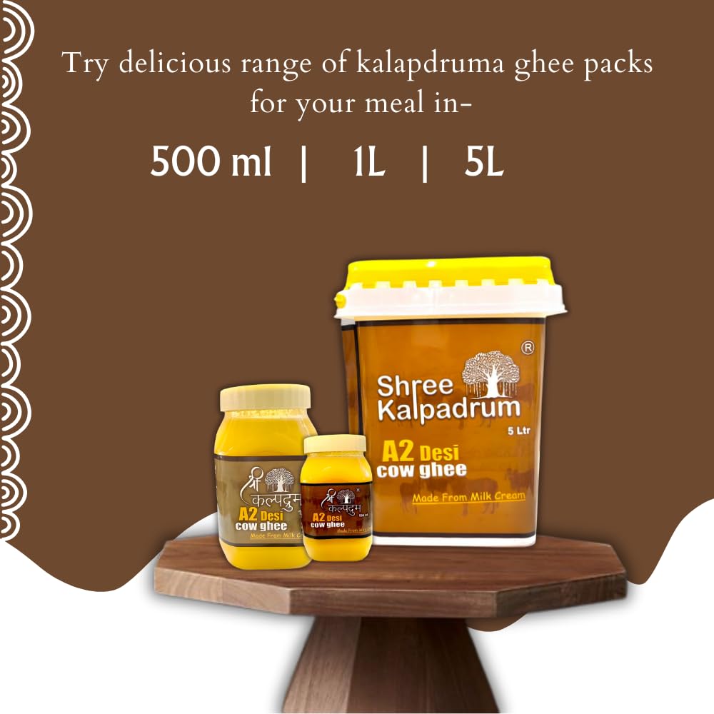 SHREE KALPADRUMA ghee Natural A2 Desi Cow Ghee| Pure Cow Ghee for Better Digestion, Immunity & Eyesight. (5 Ltr)