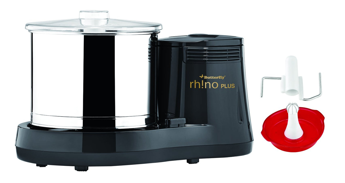 Butterfly Smart Glass 3 Burner Gas Stove & Butterfly Rhino Plus Wet Grinder, 2L (Grey), 150W