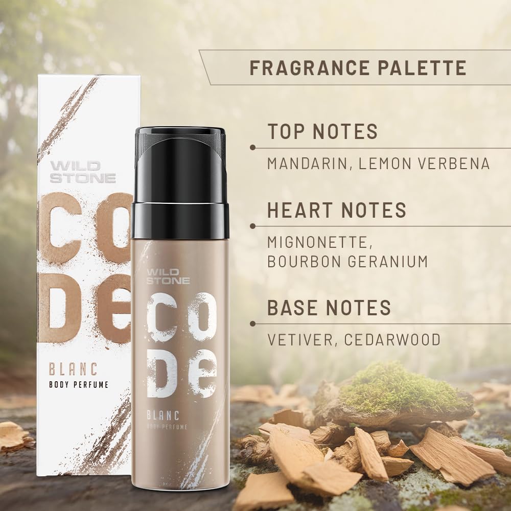 4x Wild Stone CODE Blanc Body Perfume for Men, 150 Ml  - Pack of 4