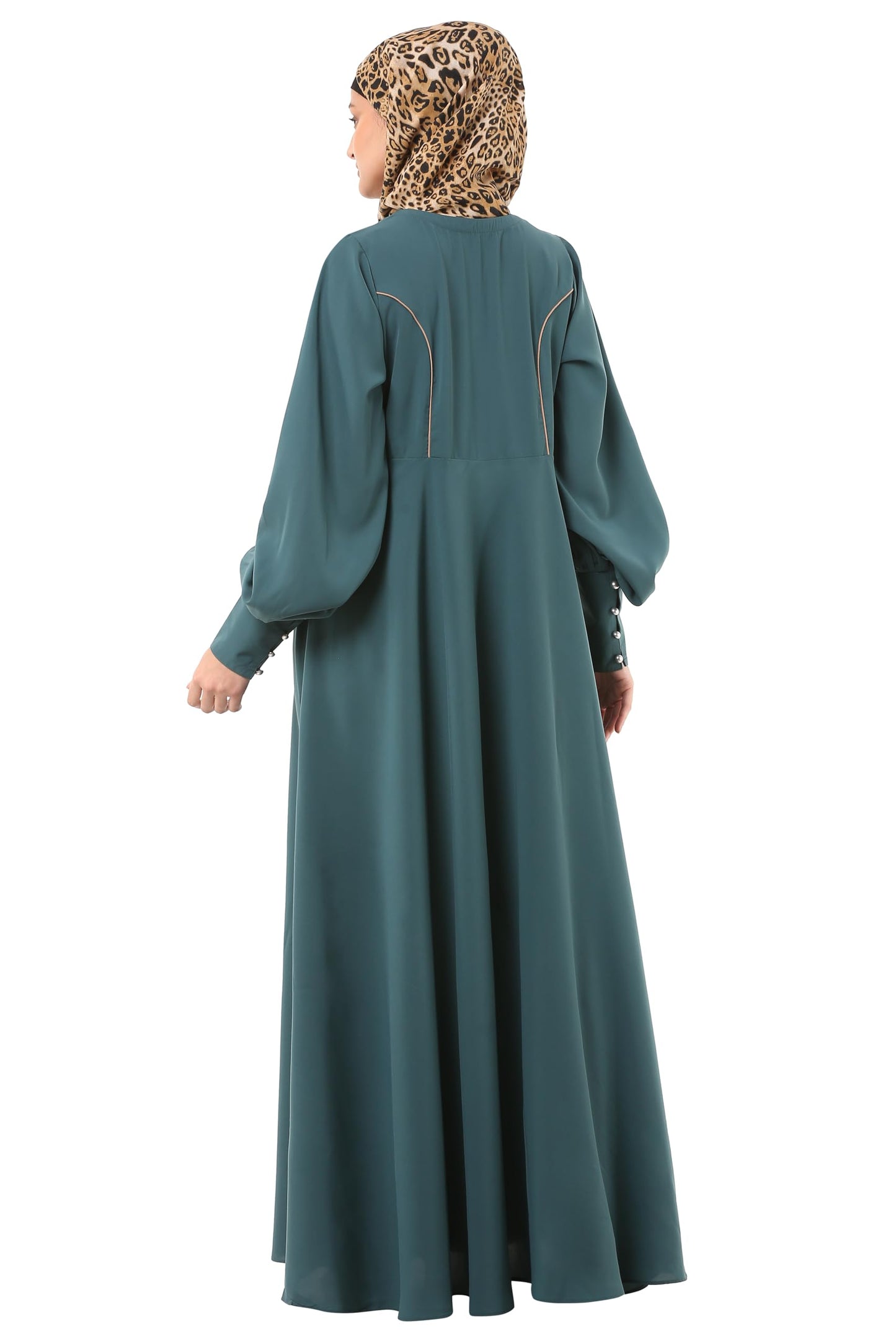 BT - Being Traditional Umbrella Cut Flare Abaya Dress for Women Made in Nida Matt Fabric with Long Cuff Sleeves, Side Pocket (BT-UMA-012) (2XL, Mist Blue)