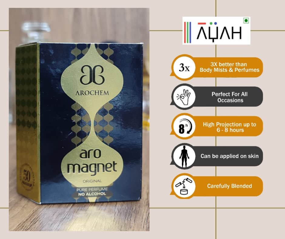 Bashaji Attar ARO MAGNET; Real, Organic & Long Lasting Unisex Roll-On Concentrated Perfume Oil - 6 ML, Pack of 1