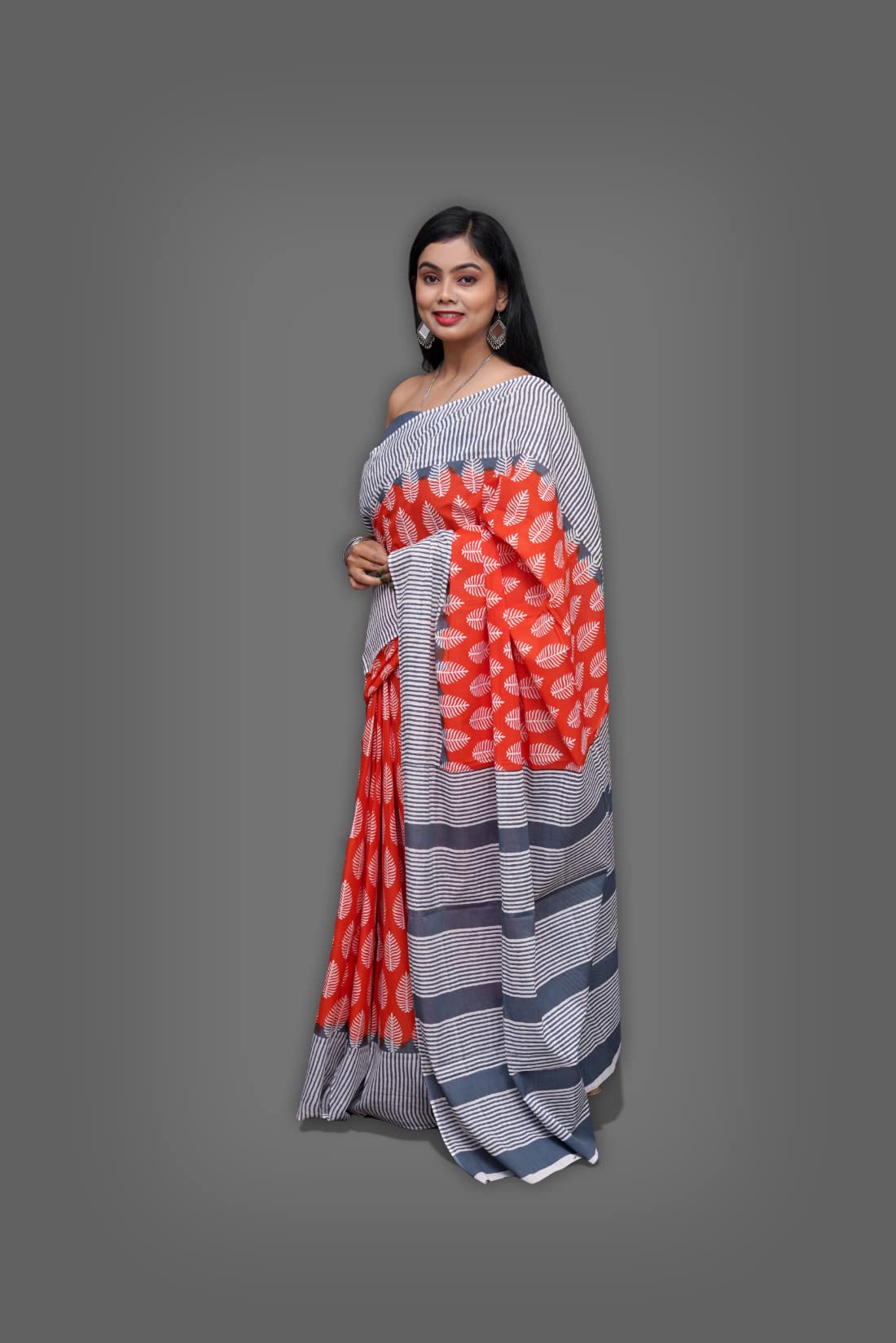 ANMOL FABRICS Women's Cotton Malmal Saree | Women Stylish Sadis | Printed Runing Blouse Piece | Sari Length 5.5 meter | Blouse Piece 1 m | Unstitched Blouse Material Free_Size_SAREE-MULTI_71