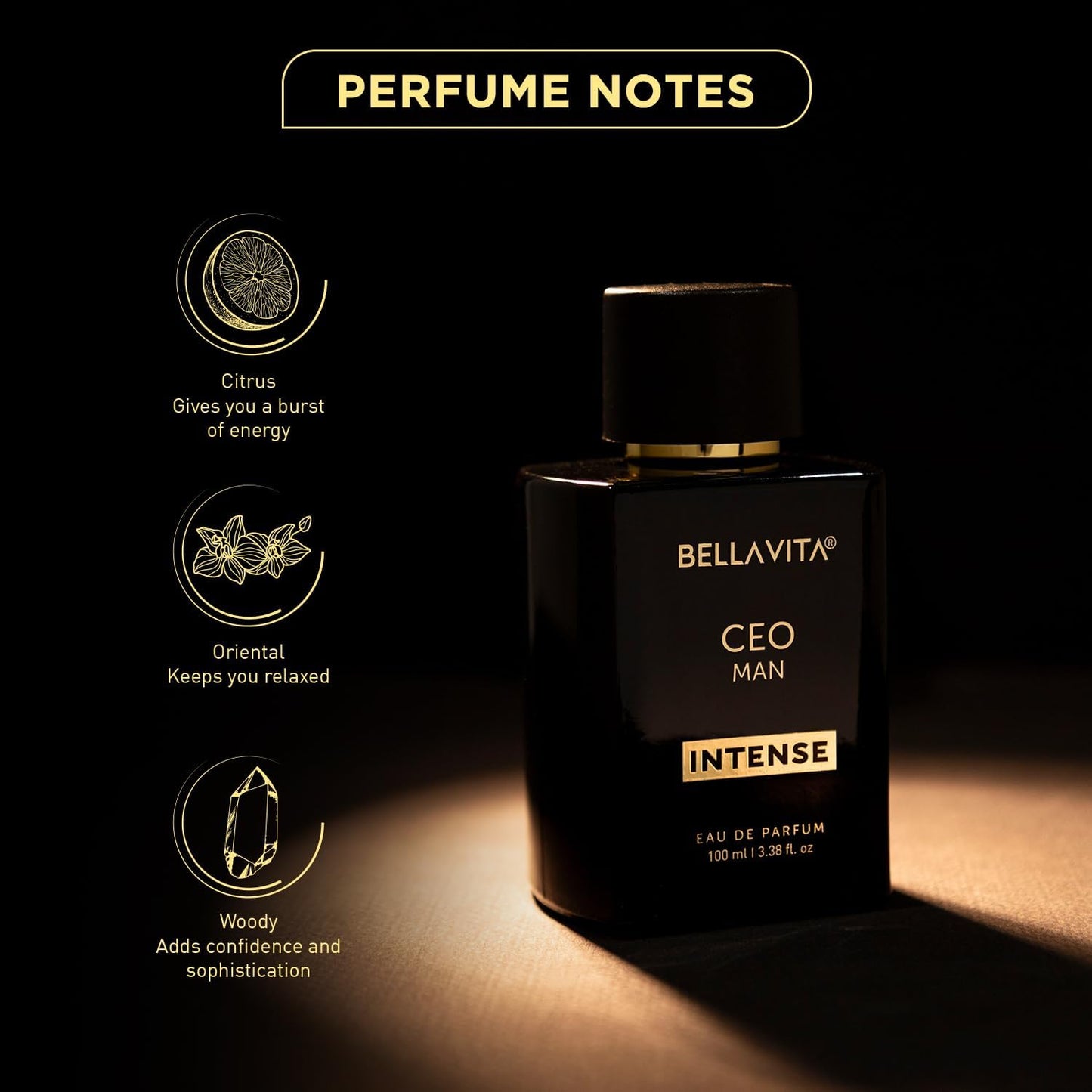 Bella Vita Luxury Ceo Men Intense Eau De Parfum Liquid Perfume With Bergamot, Lavender & Orchid|Woody & Musky Long Lasting Edp Fragrance Scent, 100 Ml