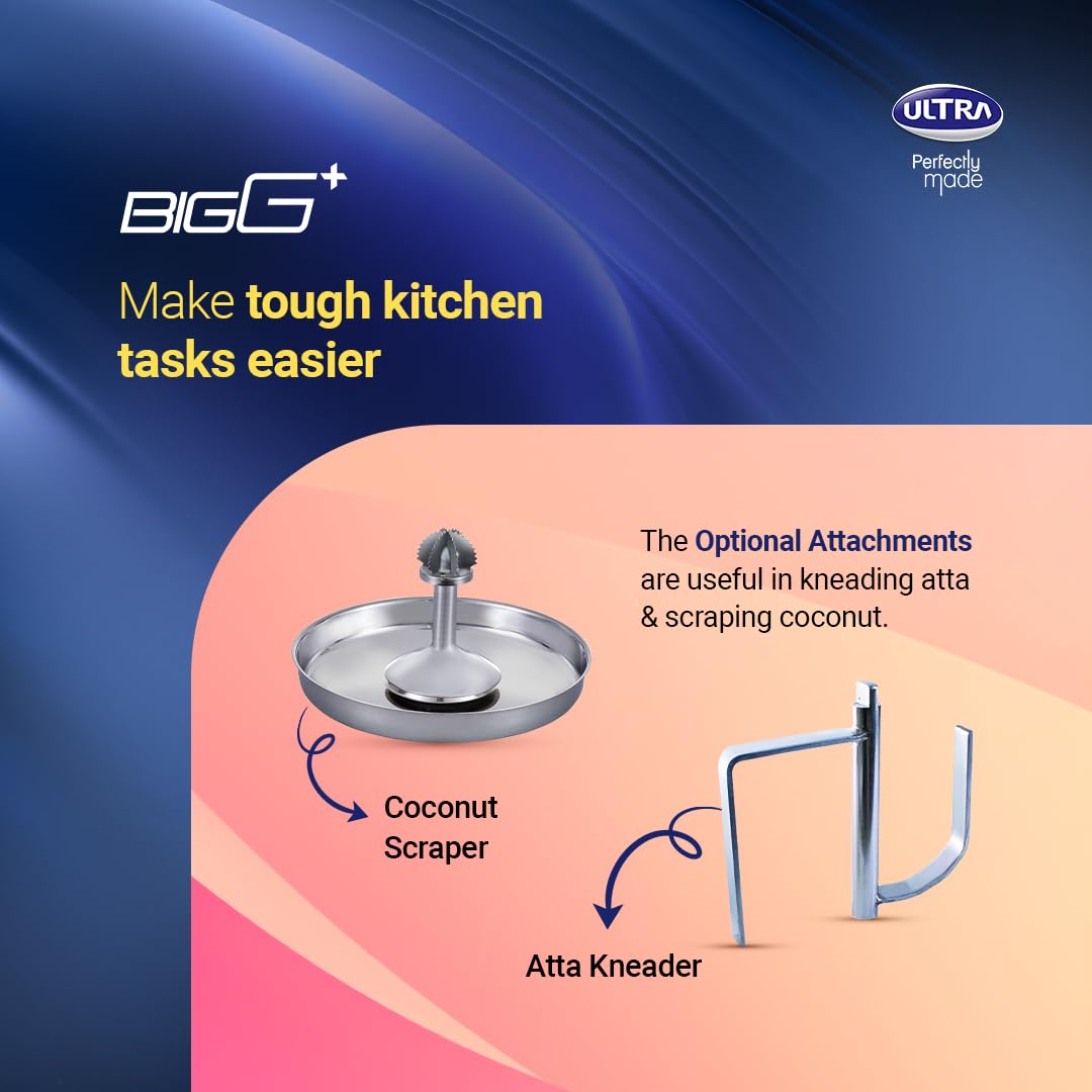 Ultra Stainless Steel Bigg+ 2.5L Wet Grinder (Blue)