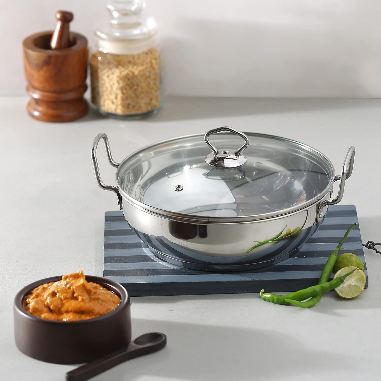 Vinod Cookware Induction friendly Kadai with Lid, 1.5 Litres