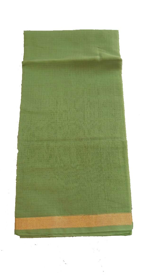 Anny Designer women's kota doria plain cotton saree/girl's sari with blouse piece (free size)(Apple Green)