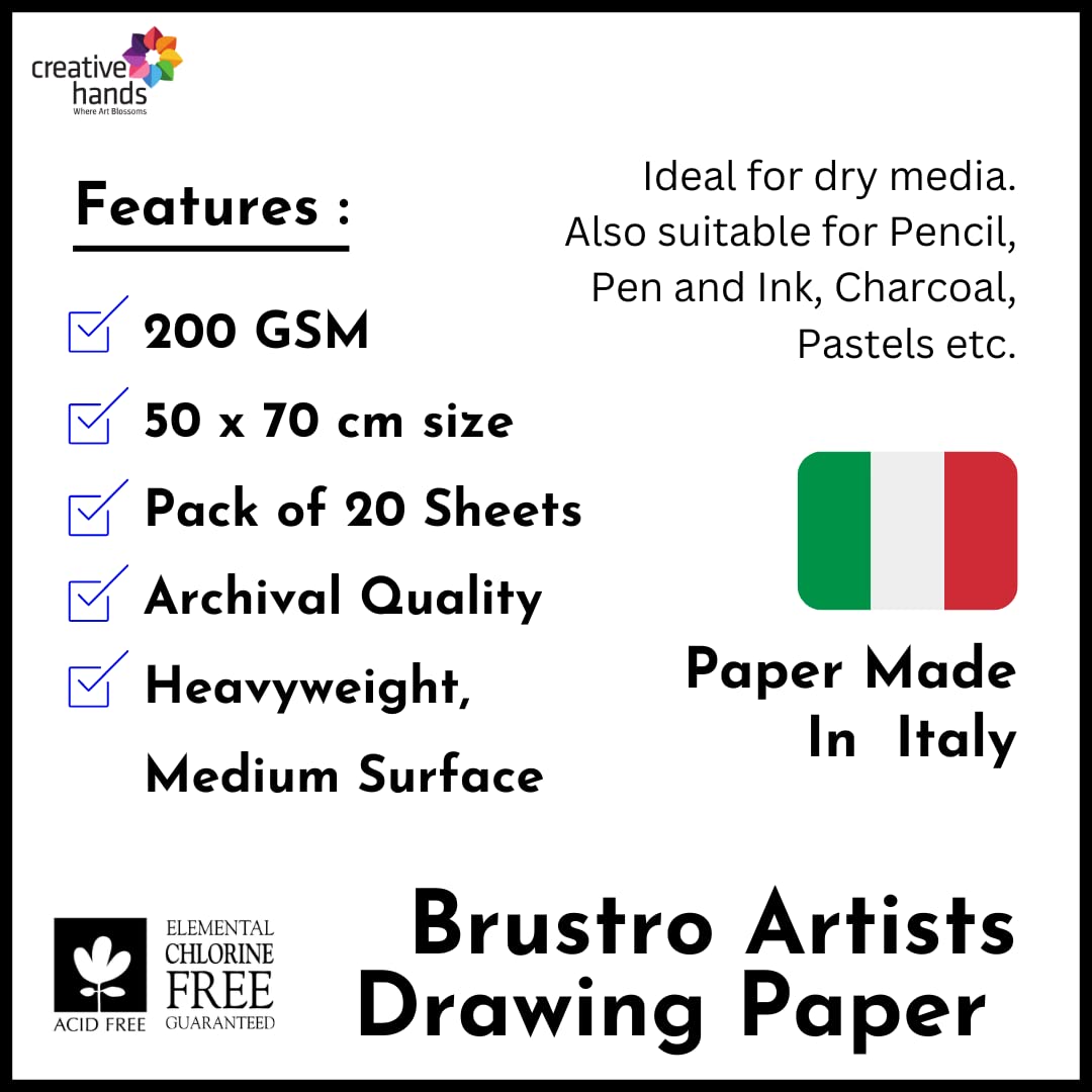 Brustro Artists' Drawing Paper 200 gsm 50 x 70 cm (20 sheets)