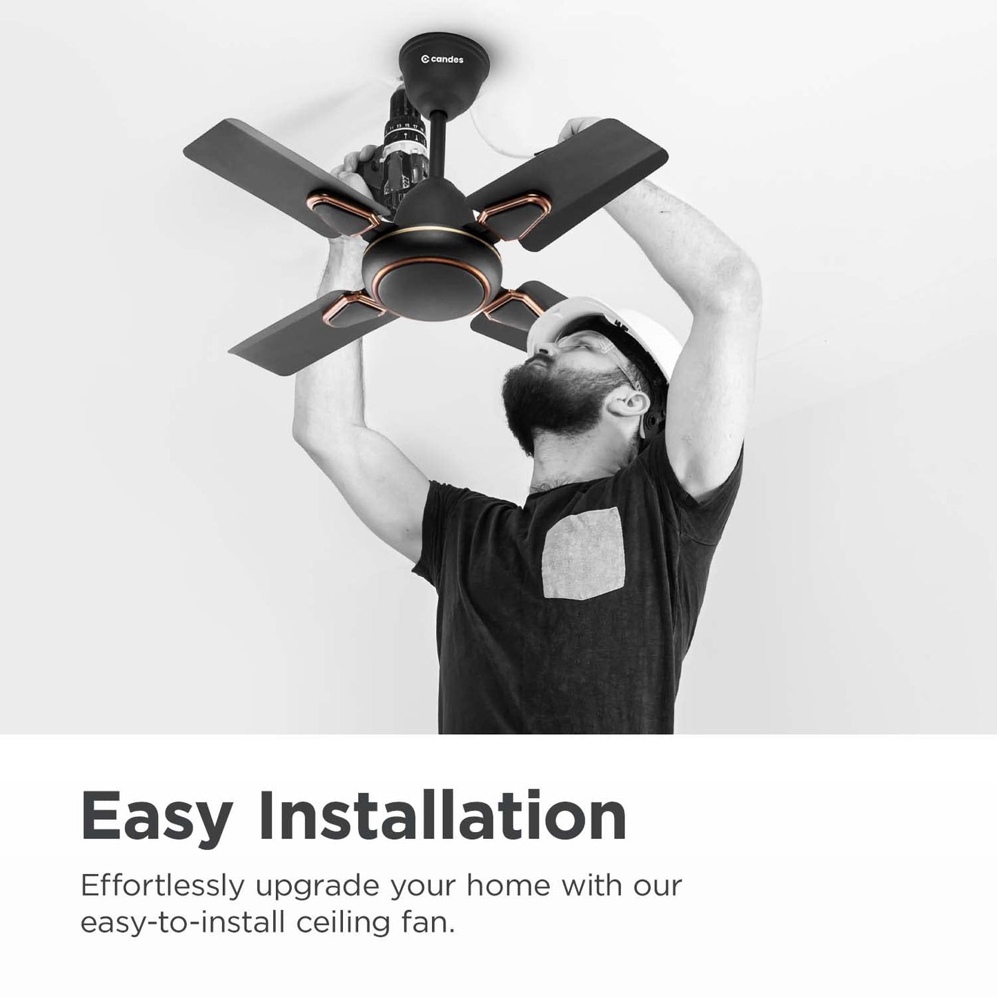 Candes Brio Turbo 600 mm /24 inch Small Ceiling Fans for Home | High Speed, Energy Saver, Noiseless | Small Ceiling Fan for Home, Kitchen Fan, Balcony & Small Room | 2 Yr Warranty | Smoke Brown