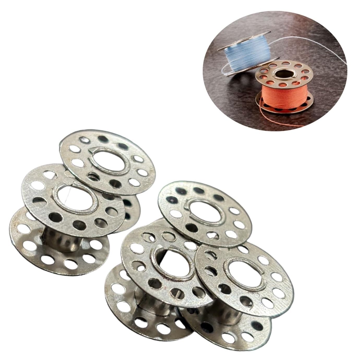 Zenith Metal Bobbins and Bobbin case Outer Compatible with All Domestic SV Sewing Machines houshold Half Shuttle Steel Finish