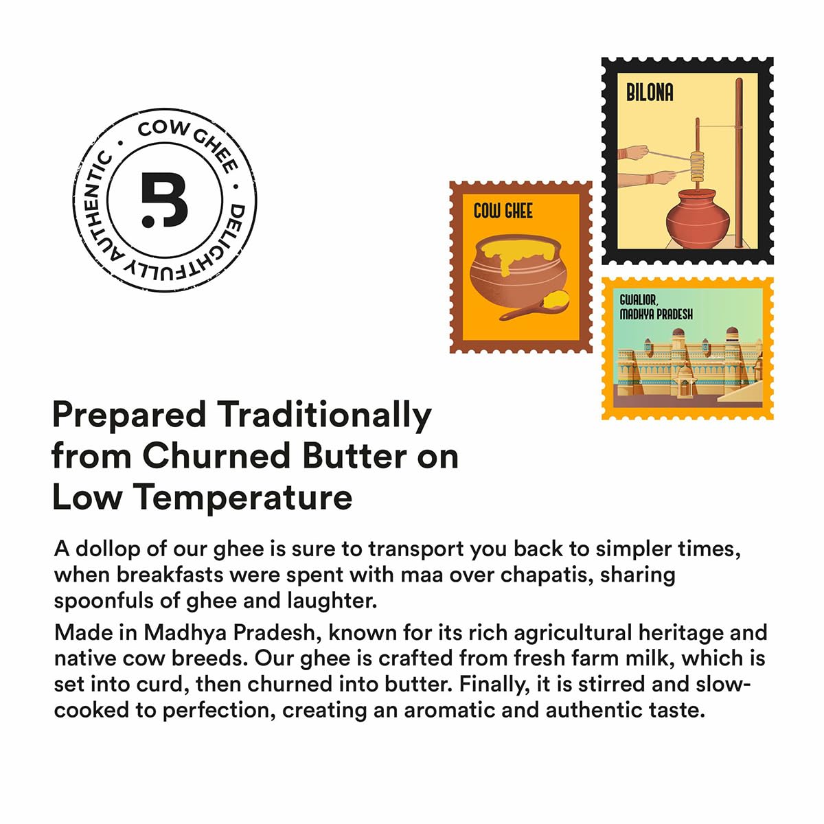 Barosi Premium Cow Ghee 1000 ml | 100% Pure | Danedar Texture | Rich In Good Fats And Antioxidants | Easy To Digest