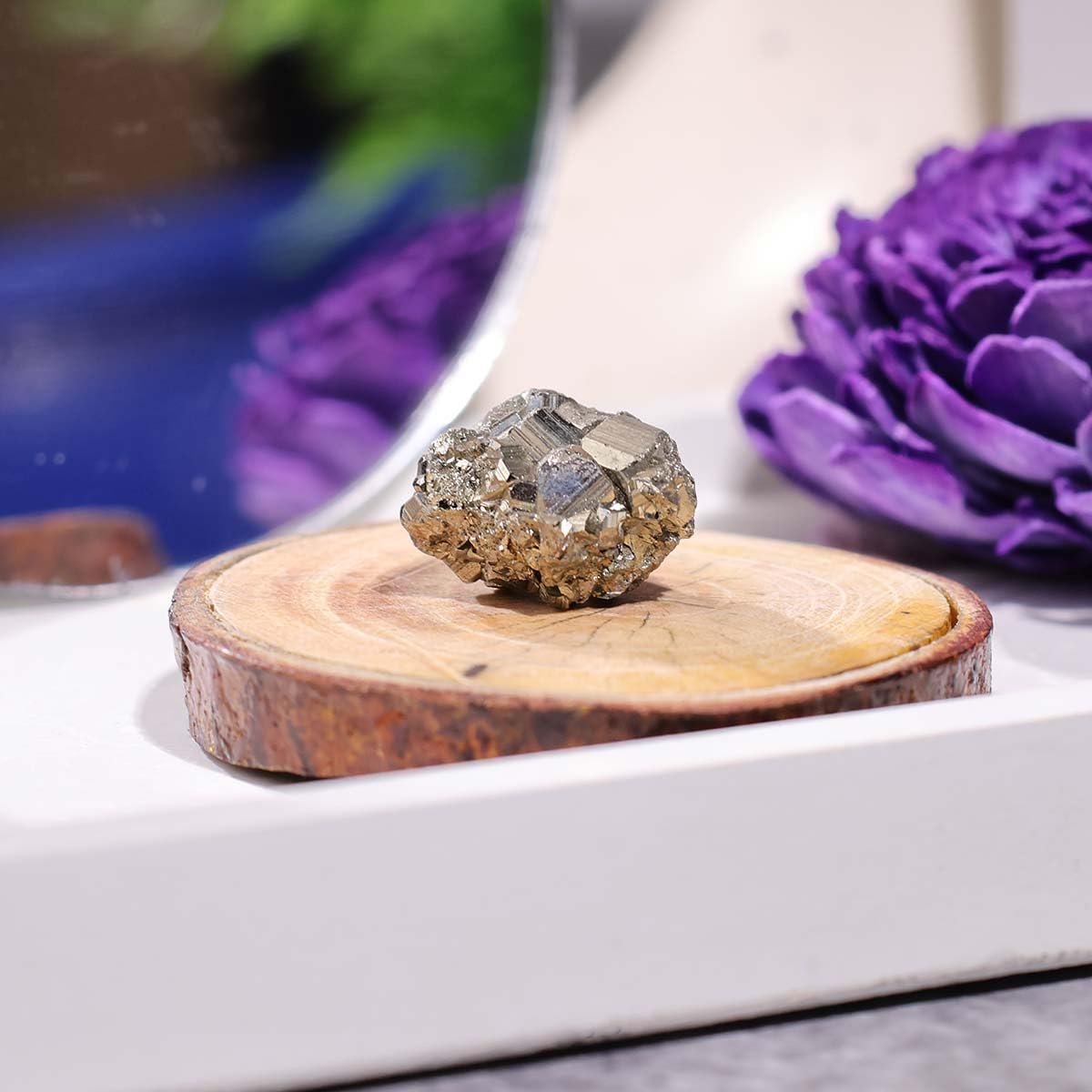 Shubhanjali Peru Pyrite Cluster Stone 5-10 Gm Golden Pyrite Stone Original Clusters Gemstone for Wealth Attracts Money Magnet Reiki Healing Special Unique Gifts for Men Father
