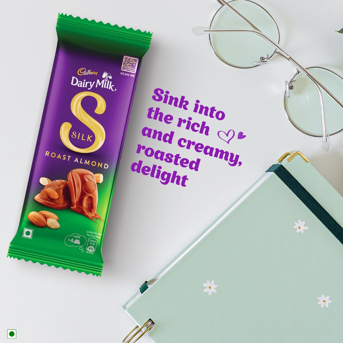 Cadbury Dairy Milk Silk Roast Almond Valentine's Gift Pack Chocolate Bars, 58 g