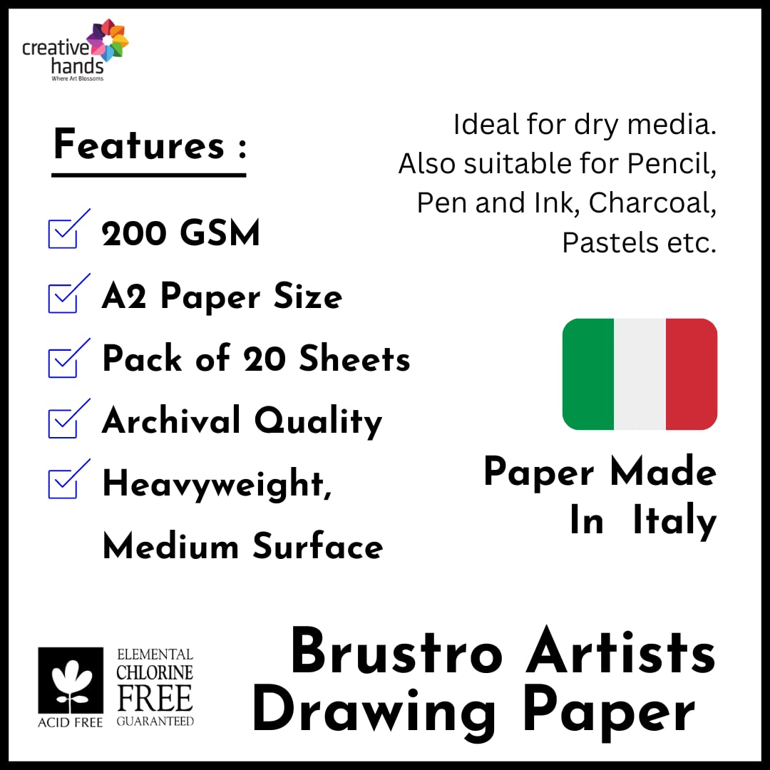 Brustro Artists' Drawing Paper 200 gsm A2 size (20 sheets)
