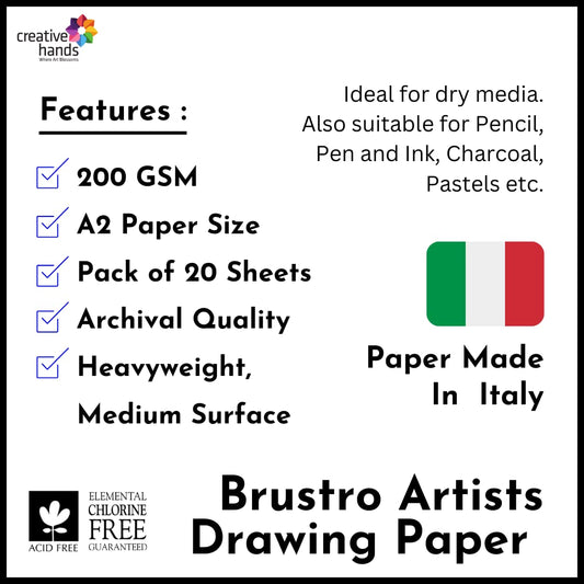 Brustro Artists' Drawing Paper 200 gsm A2 size (20 sheets)