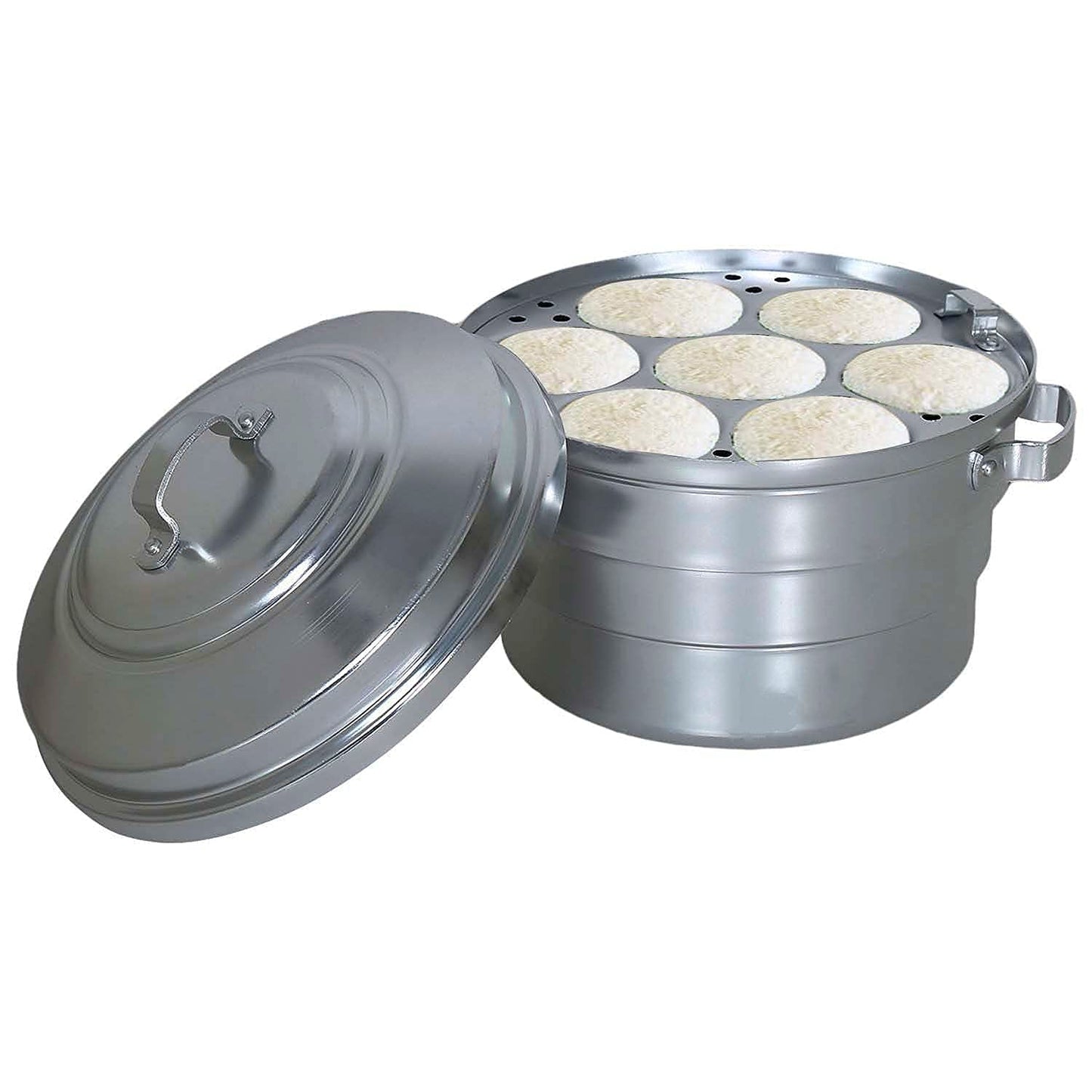 Subaa Anodised(Hindalium) Aluminium Idli Maker/Non-Whistling Traditional Idli Cooker/Idlipot/Idli Steamer Cooking 16 Idlis Size 16, White Color, Lpg Stove Compatible Only- 3 Idly Plate, 16 Liters