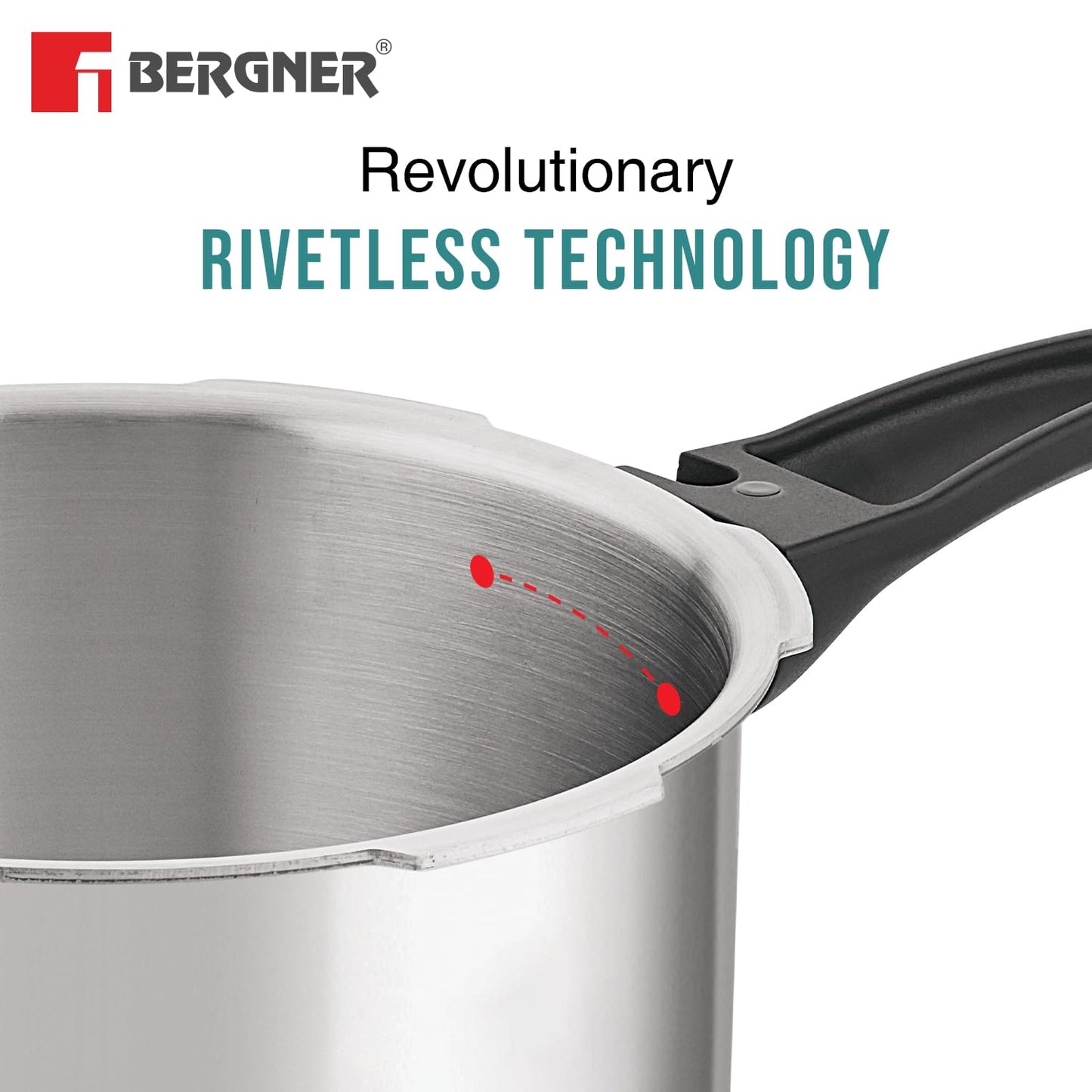 Bergner BE Bergner Essentials Tripro Triply Stainless Steel 3 Liters Outer Lid Pressure Cooker, Faster and Even Heating, Healthy Cooking, Easy to Clean, Full Induction Bottom and Gas Stove Ready