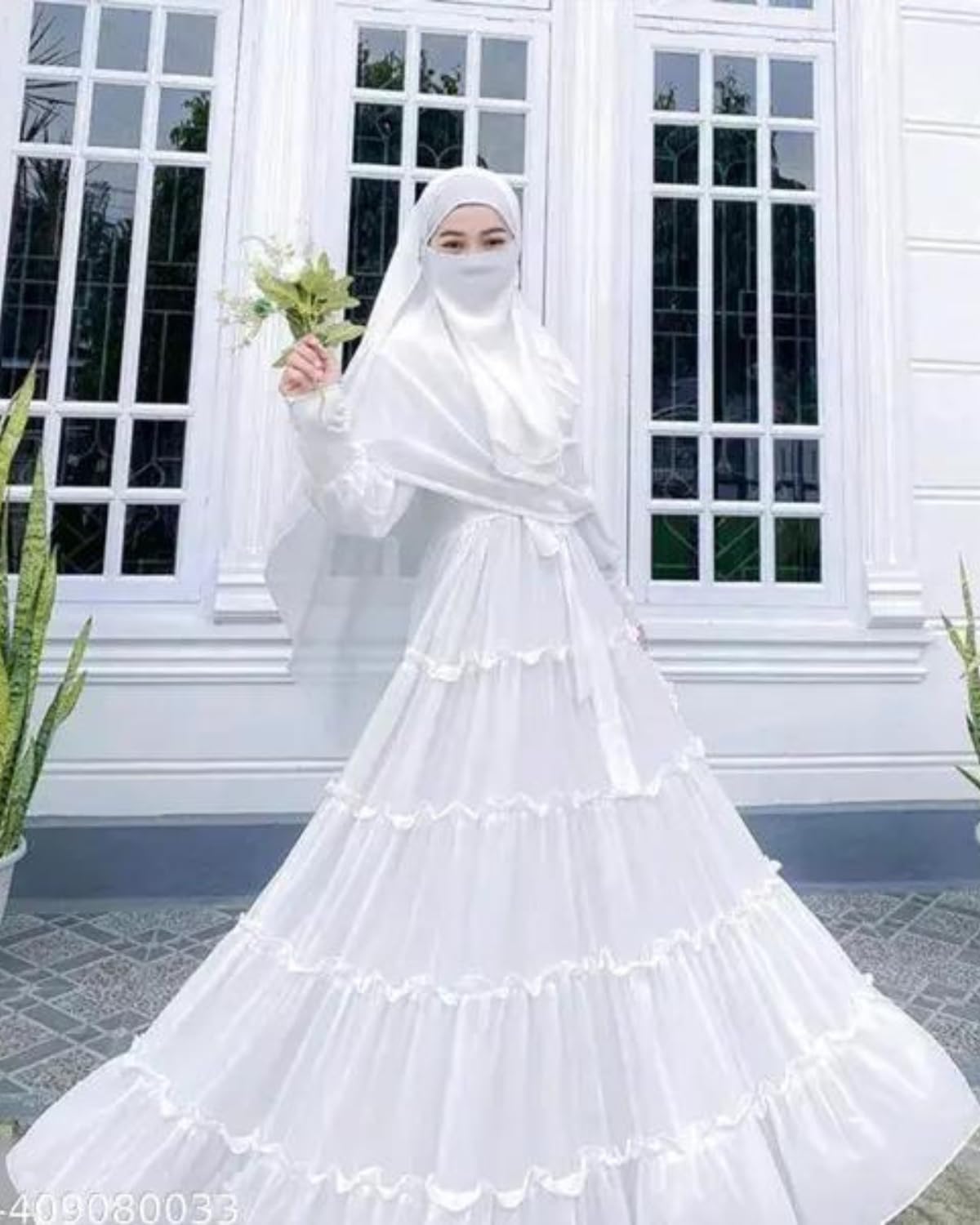 BURAQUE DESIGNER Nida fabric Free Size Muslim Burqa/Abaya & Burkha Dress for Muslim women and Girl's (M02-White-Burkha)