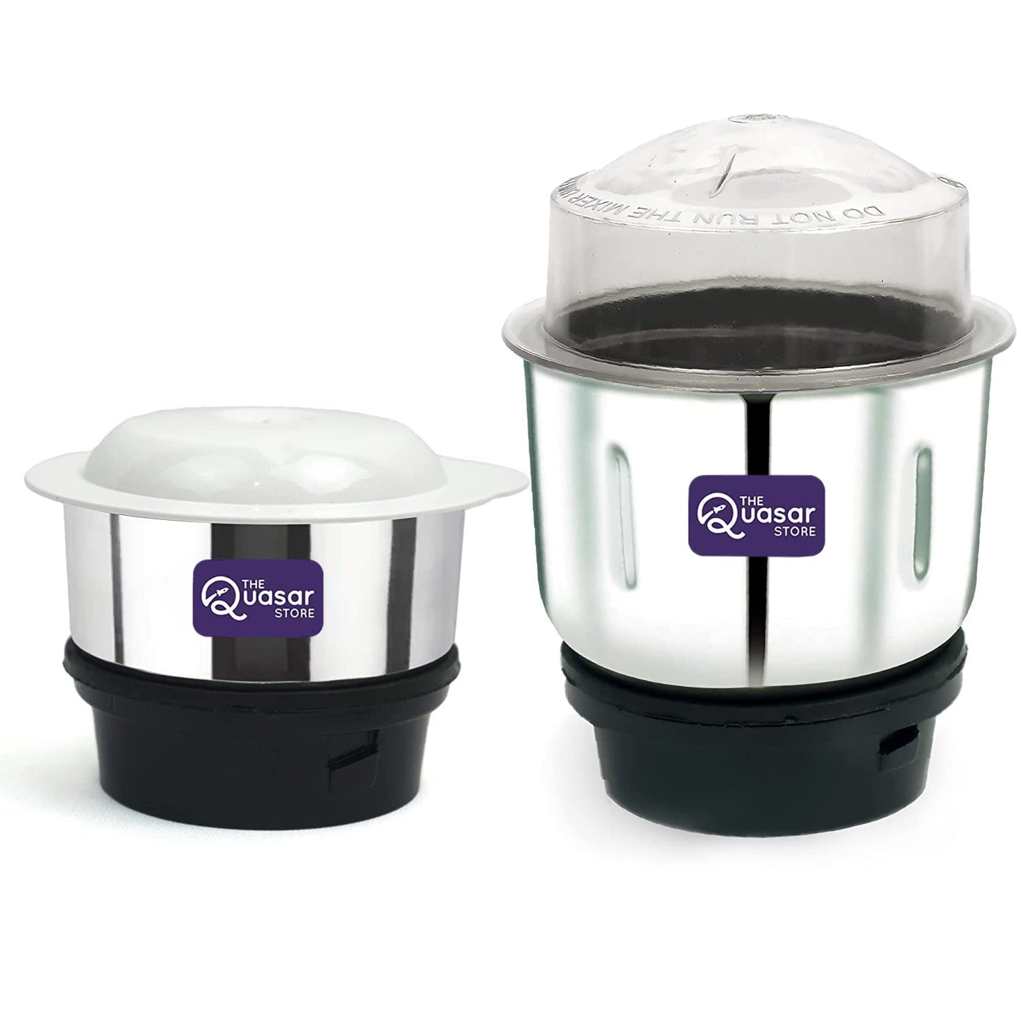 The Quasar Store Combo Chutney Jar, Mixer Jar (180 Ml 400 Ml) Suitable For All Local & Branded Mixer Which Comes With 2 Lock & 4 Teeth Coupler - Silver
