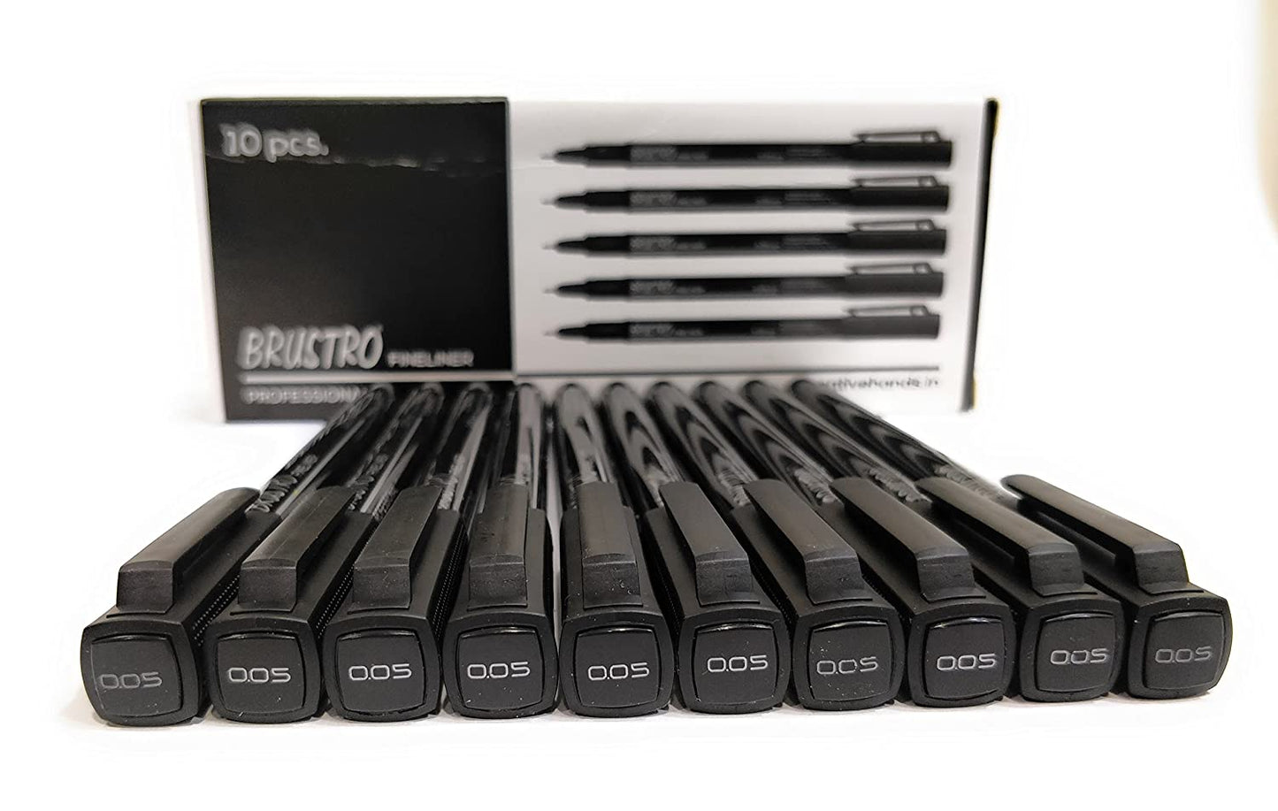 Brustro Professional Pigment Based Fineliner Black | Set of 10| Tip Size 0.03, 0.05, 0.1, 0.2, 0.3, 0.4, 0.5, 0.6, 0.8 and 1mm |Archival Waterproof UV Resistant Ink|Ideal For Technical Drawing,Waterproof,Artist Illustration,Sketching,Mandala