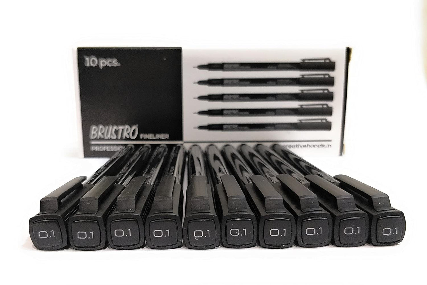 Brustro Professional Pigment Based Fineliner Black | Set of 10| Tip Size 0.03, 0.05, 0.1, 0.2, 0.3, 0.4, 0.5, 0.6, 0.8 and 1mm |Archival Waterproof UV Resistant Ink|Ideal For Technical Drawing,Waterproof,Artist Illustration,Sketching,Mandala