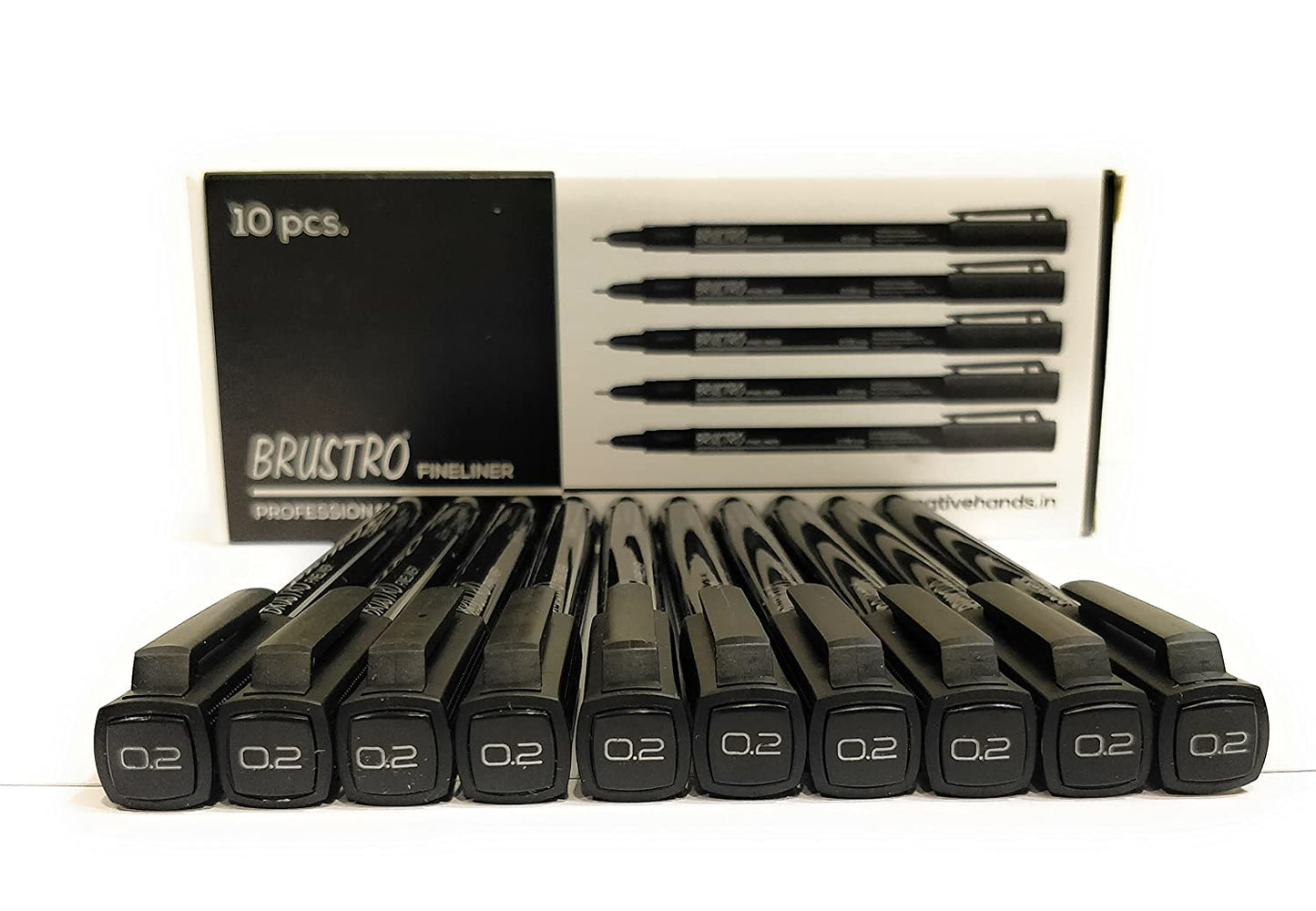 Brustro Professional Pigment Based Fineliner Black | Set of 10| Tip Size 0.03, 0.05, 0.1, 0.2, 0.3, 0.4, 0.5, 0.6, 0.8 and 1mm |Archival Waterproof UV Resistant Ink|Ideal For Technical Drawing,Waterproof,Artist Illustration,Sketching,Mandala
