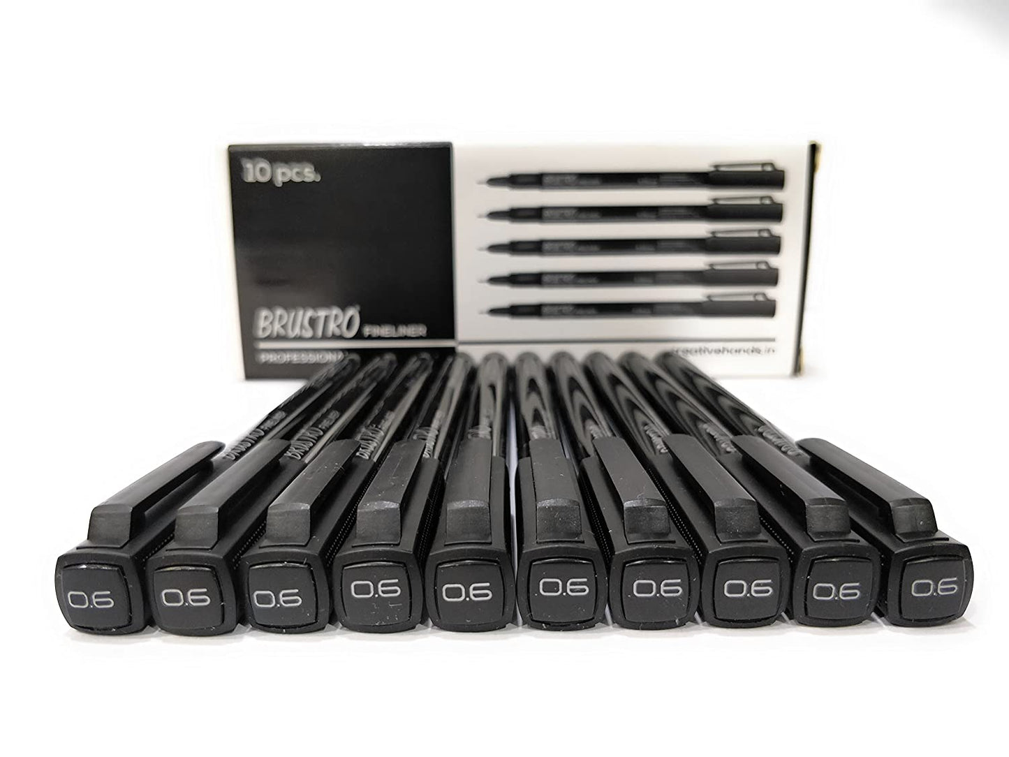 Brustro Professional Pigment Based Fineliner Black | Set of 10| Tip Size 0.03, 0.05, 0.1, 0.2, 0.3, 0.4, 0.5, 0.6, 0.8 and 1mm |Archival Waterproof UV Resistant Ink|Ideal For Technical Drawing,Waterproof,Artist Illustration,Sketching,Mandala