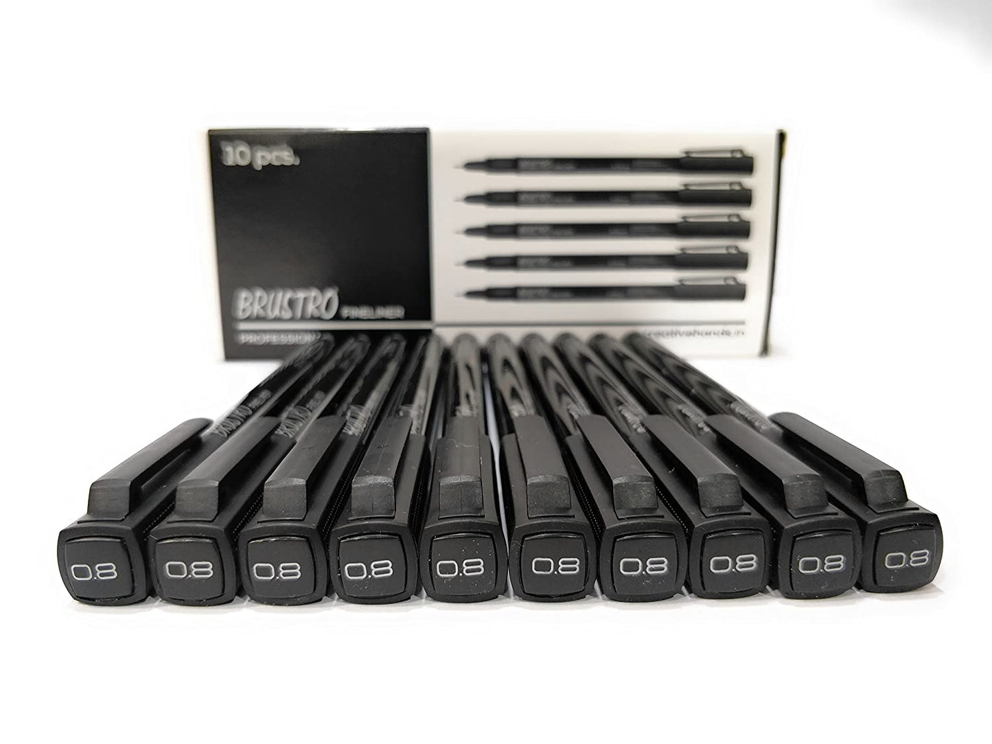 Brustro Professional Pigment Based Fineliner Black | Set of 10| Tip Size 0.03, 0.05, 0.1, 0.2, 0.3, 0.4, 0.5, 0.6, 0.8 and 1mm |Archival Waterproof UV Resistant Ink|Ideal For Technical Drawing,Waterproof,Artist Illustration,Sketching,Mandala
