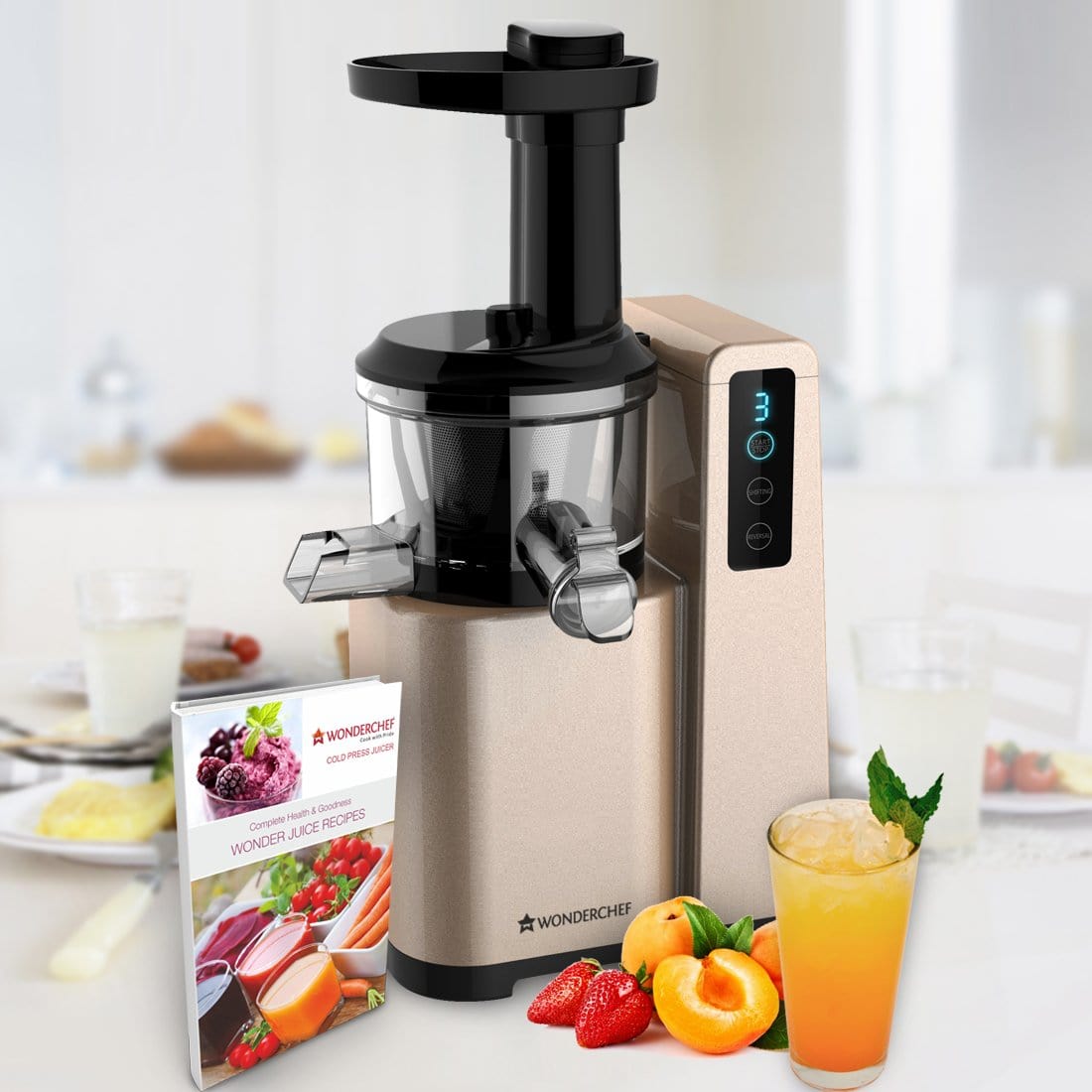 Wonderchef Renewed Cold Press Slow Juicer | Digital Display | High Juice Yield | Powerful DC motor | Slow Squeezing Technology |150W
