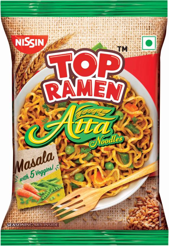 50x Top Ramen Atta Instant Noodles Vegetarian - Pack of 50 - 70G each