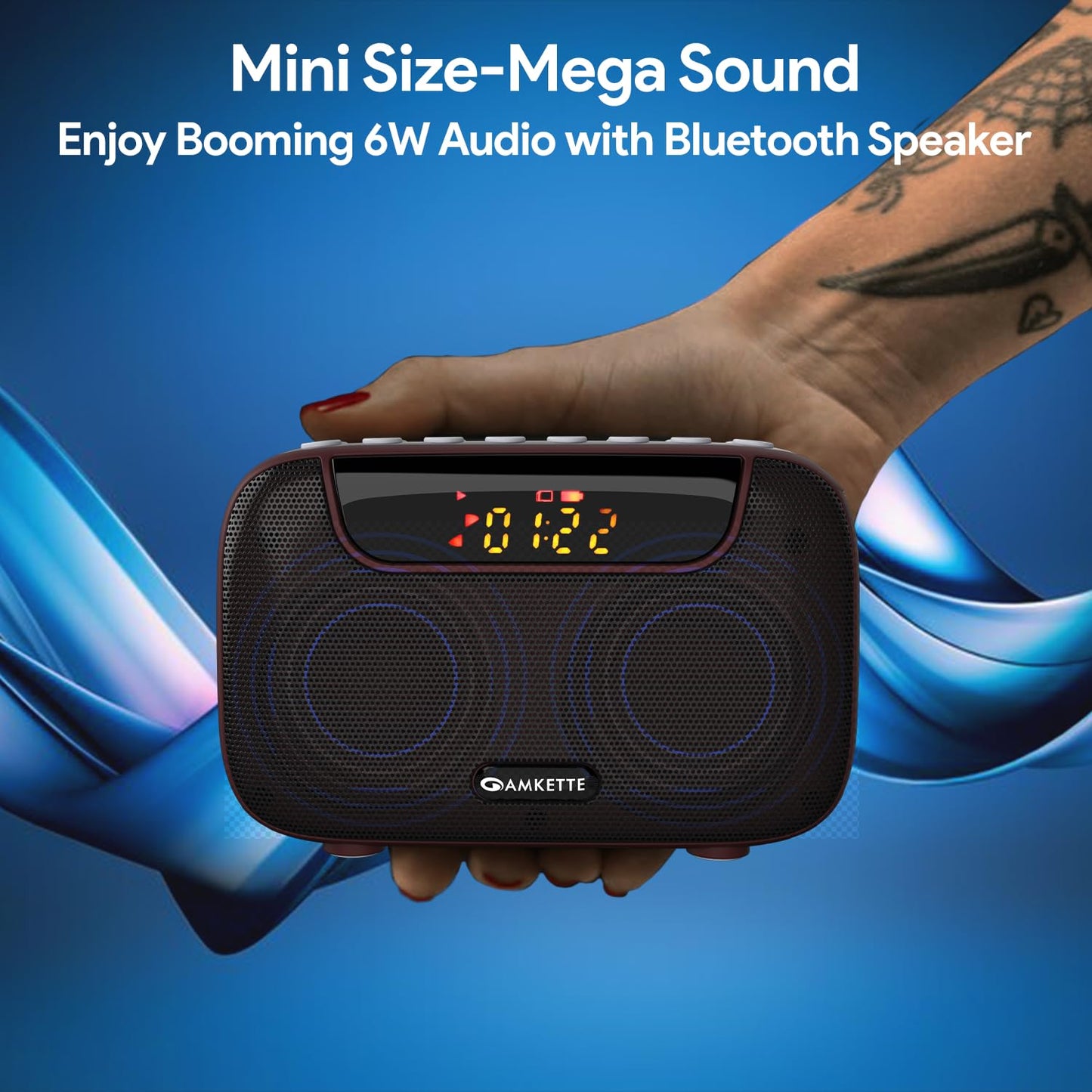 Amkette Pocket Blast 5 in 1 FM Radio with Bluetooth, Powerful Sound, Voice & FM Recording, External Antenna, 7+ Hours Playback, MP3 Player with Number Pad (AUX, SD Card, USB Input) (Brown)
