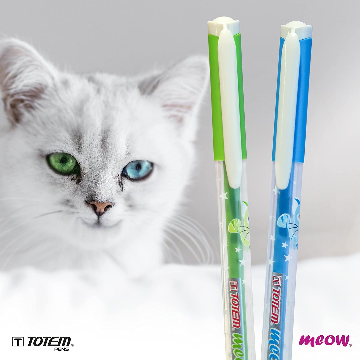 TOTEM Meow Ball Pens | 20 Blue Ink Pens | Theme of Cats Lovers | 0.7 mm Tip | Cute & Stylish Body | Ideal for School,Office & Business | Pens for Writing | Stationery Items | Stick