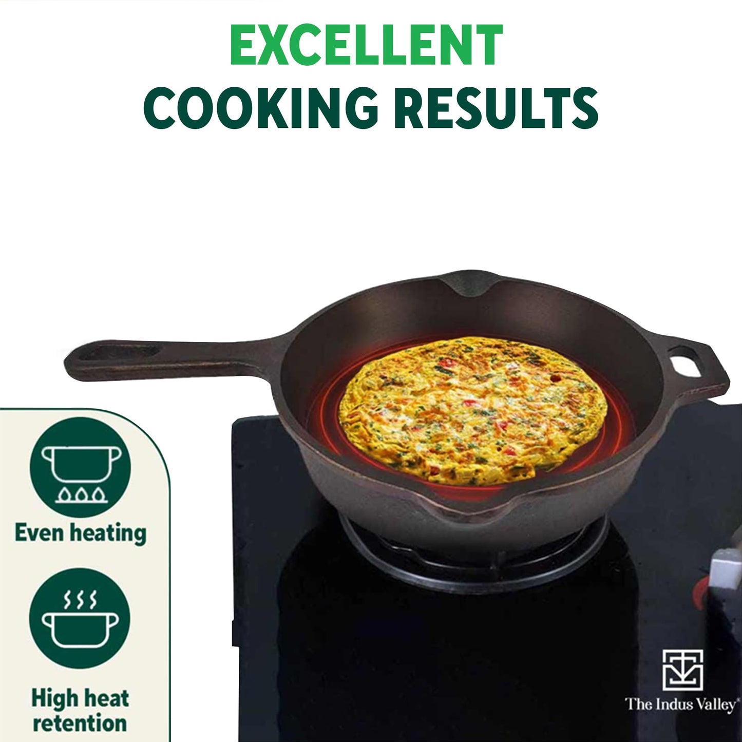 The Indus Valley Super Smooth Cast Iron Fry Pan/Skillet With Long Handle|Medium,25.4Cm/10Inch,1.7Ltr,2.4Kg|Induction Friendly|Nonstick Pre-Seasoned,100% Pure & Toxin Free,No Chemical Coating,Black